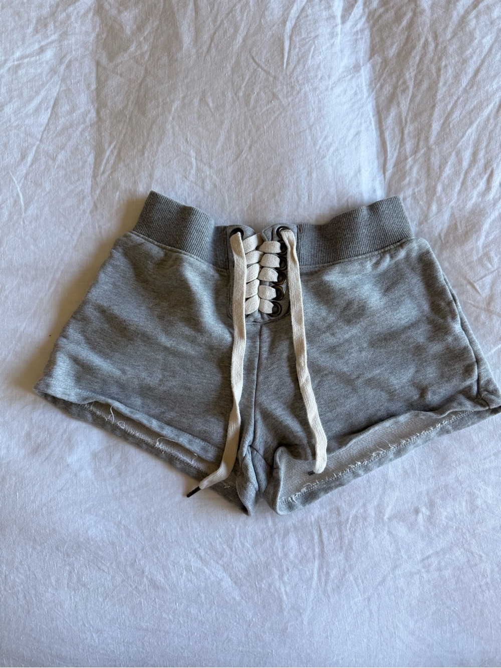 Lea & Viola Grey Lace-Up Athletic Shorts